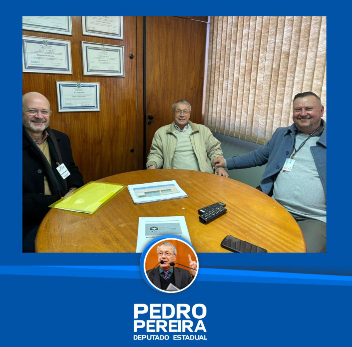 Deputado Pedro Pereira recebe idealizador do Museu da Memória Médica de Camaquã