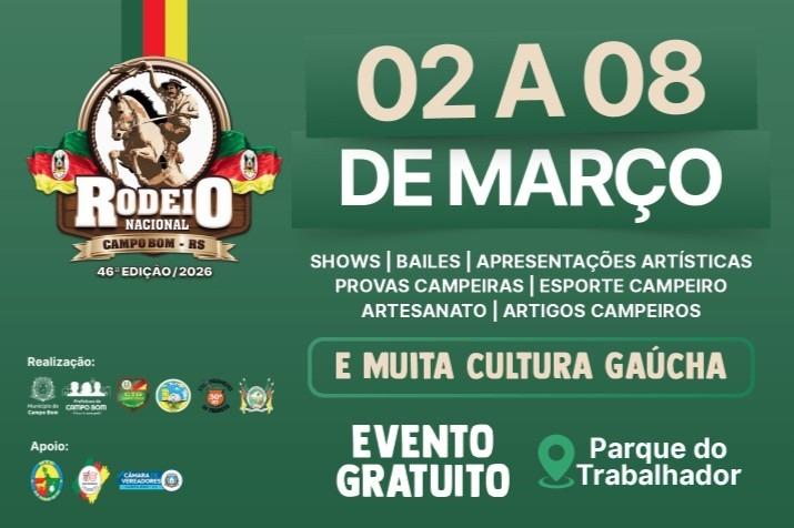 46º Rodeio Nacional de Campo Bom está confirmado e começa no dia 02 no Parque do Trabalhador