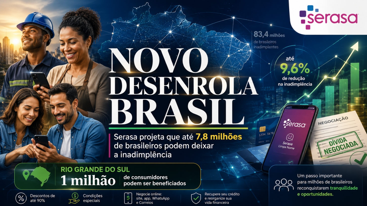 Estudo da Serasa projeta que Novo Desenrola Brasil pode retirar até 7,8 milhões de brasileiros da inadimplência