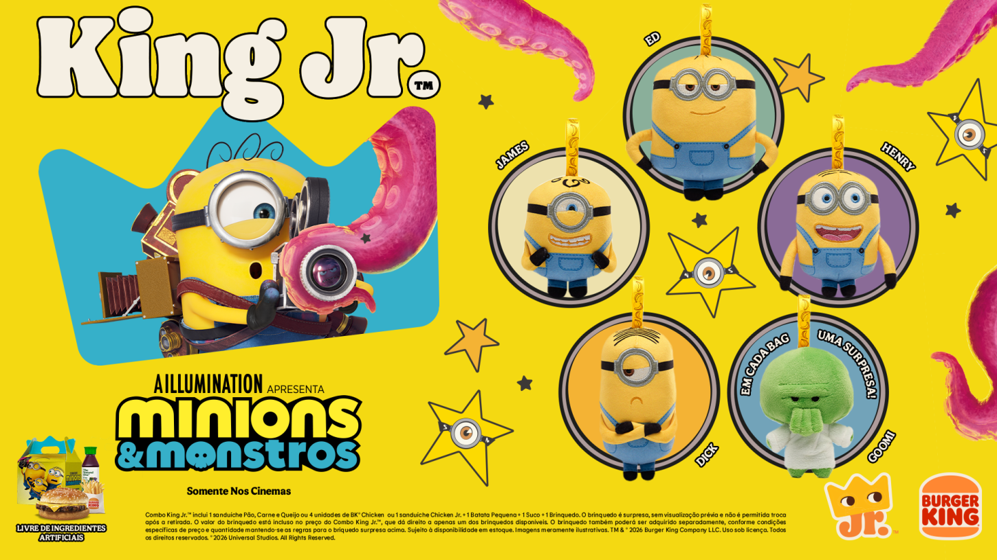 Burger King lança coleção surpresa dos Minions inspirada em novo filme da franquia