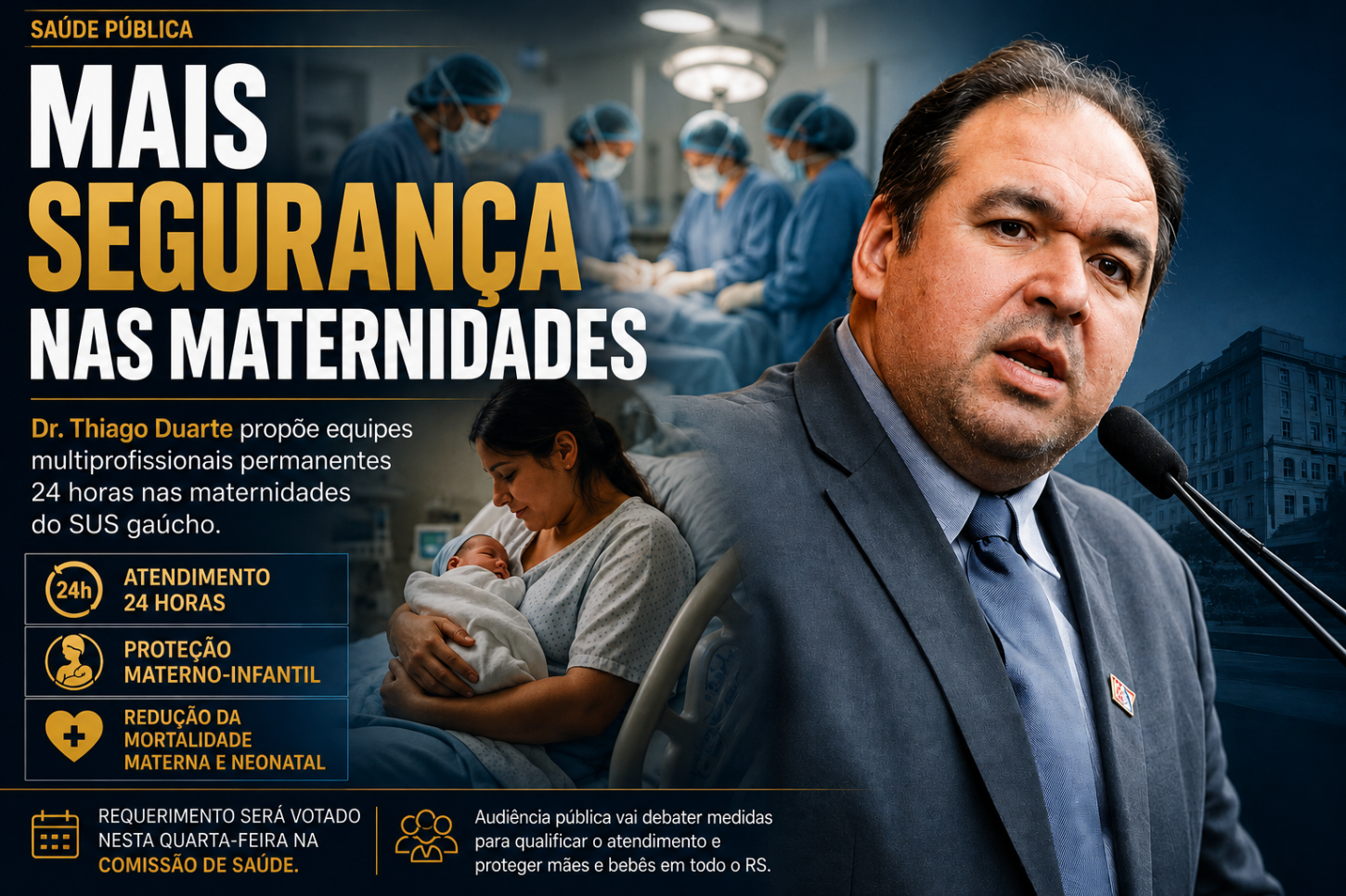 Dr. Thiago Duarte propõe equipes permanentes nas maternidades do SUS no Rio Grande do Sul