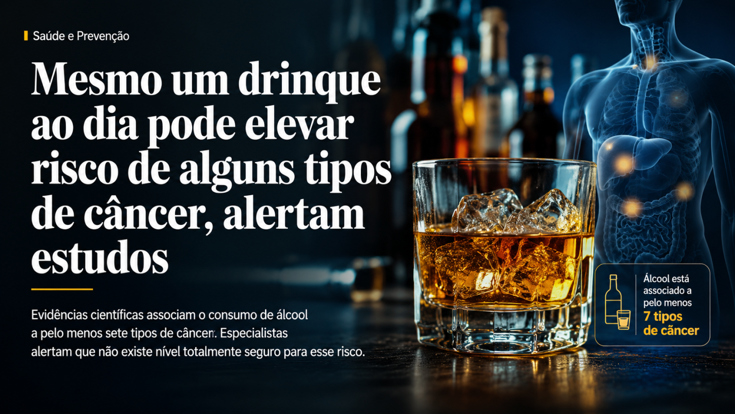 Mesmo um drinque ao dia pode elevar risco de alguns tipos de câncer, alertam estudos
