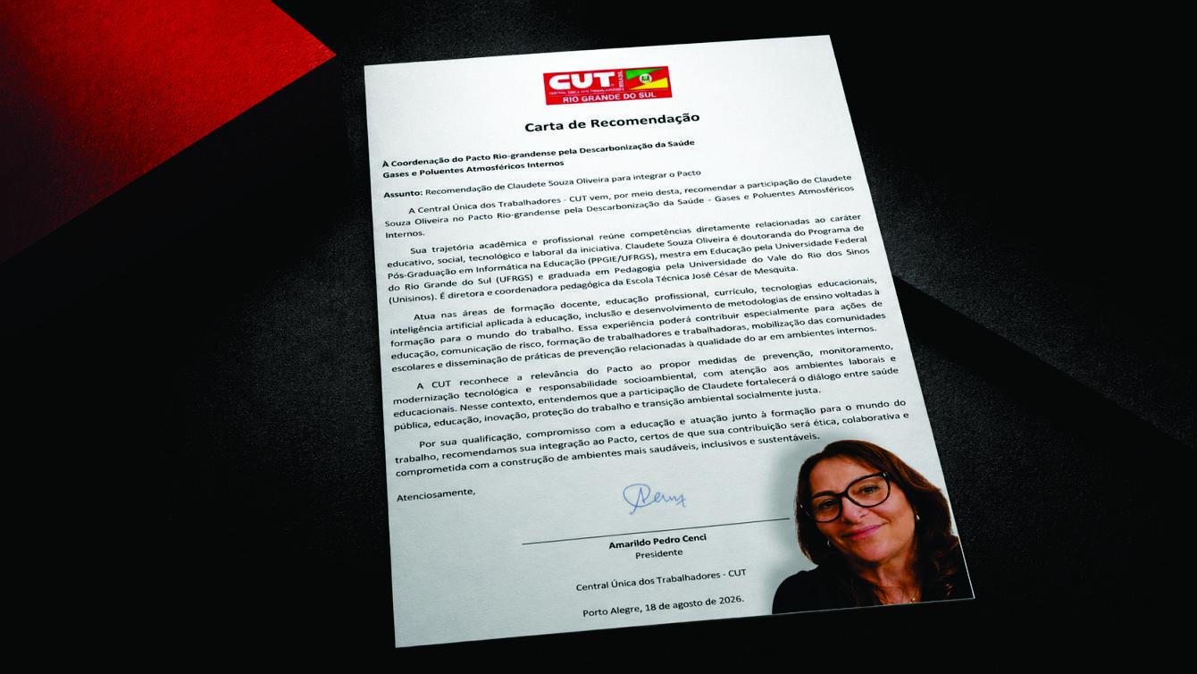 Carta da CUT reforça apoio ao Pacto Rio-grandense pela Descarbonização da Saúde