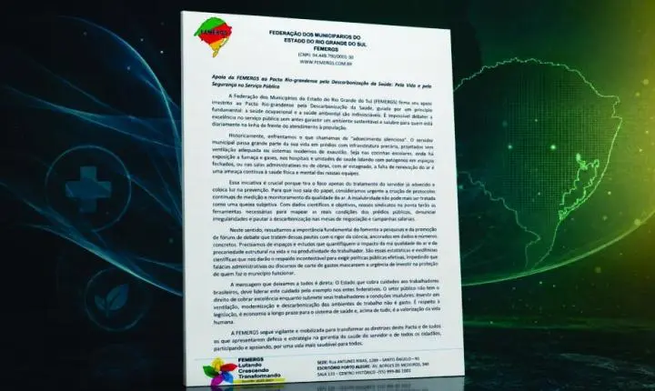 Documento da FEMERGS fortalece Pacto pela Descarbonização e defesa da saúde dos servidores