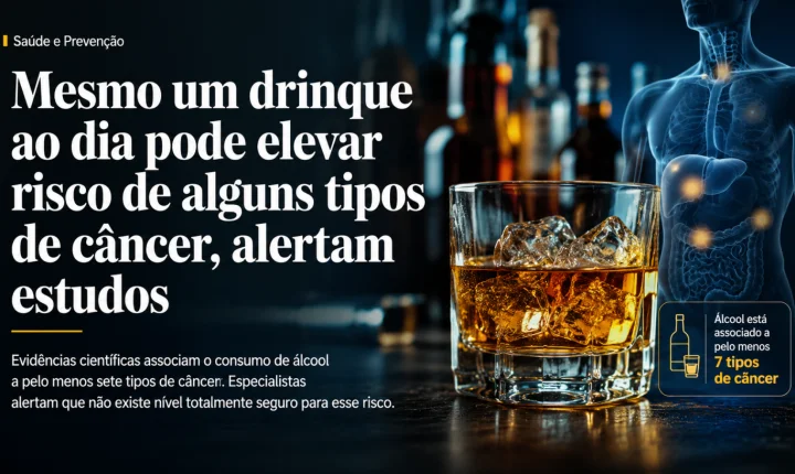 Mesmo um drinque ao dia pode elevar risco de alguns tipos de câncer, alertam estudos